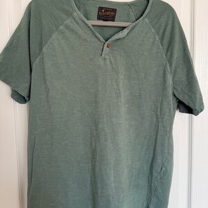 Lucky Brand Green 100% Cotton Men's T-Shirt,  2 Buttons SS sz XL
